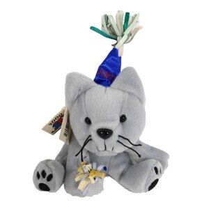 PAW PALS Millennium Mews 8" gray cat bean bag stuffed animal, plush 2000, NEW